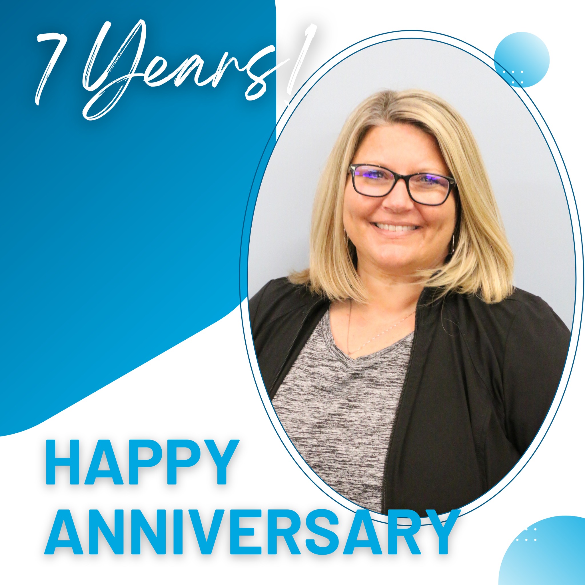 Happy 7th work Anniversary to Nicole O’Brien, A/D of Nursing & QAPI Coordinator!🎉 We are grateful for your dedication and commitment to nursing education and lifelong learning at St. Anthony! 💙