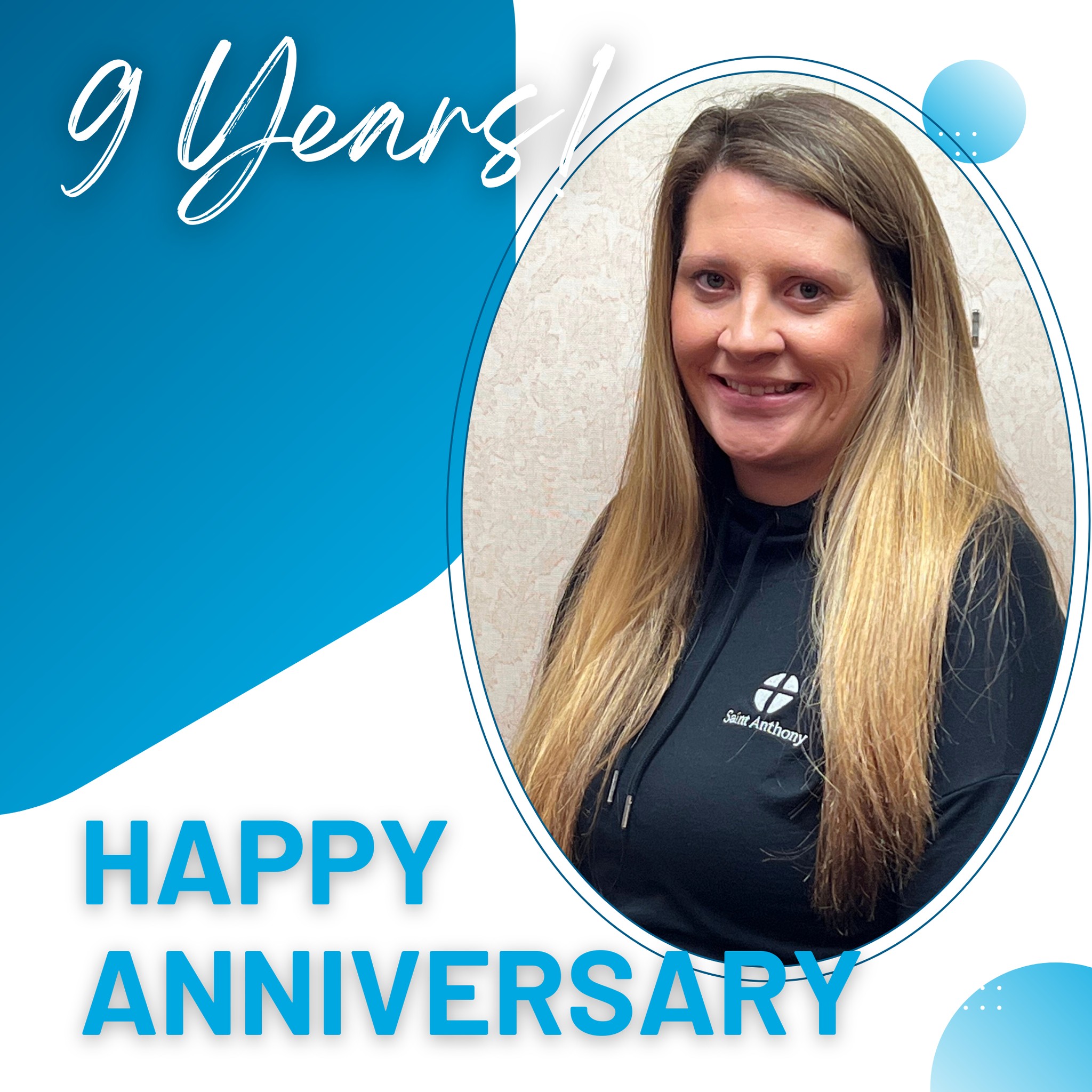 Today marks the 9th work anniversary of Caitlin Walker, Admissions Coordinator.🎉
Congratulations, Caitlin, and thank you for all you do for St. Anthony! 💙